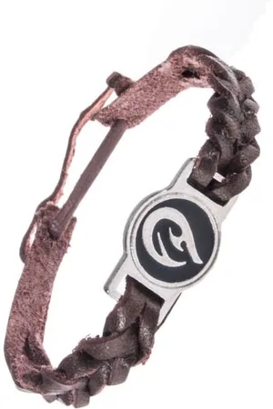 Šperky Eshop Pletený kožený řemínek na ruku - tmavohnědý, tribal ornament