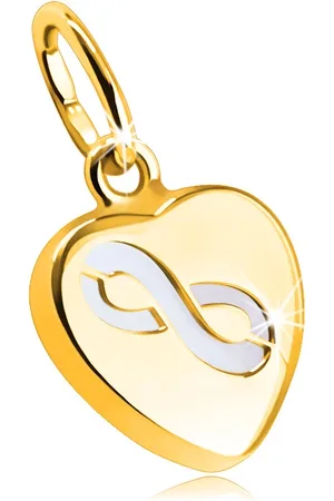 Šperky Eshop Oboustranný přívěsek z 9K zlata - motiv srdíčka z perleti v tenké hladké objímce, vzor "INFINITY"
