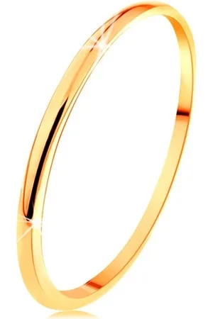 Šperky Eshop Tenký prsten ve žlutém 14K zlatě, hladký a mírně vypouklý povrch - Velikost: 54