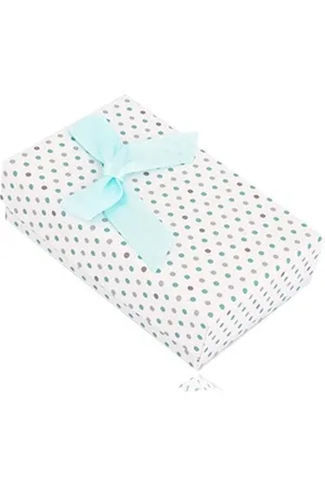 Šperky Eshop Puntíkovaná dárková krabička na set nebo náhrdelník se světle modrou mašlí
