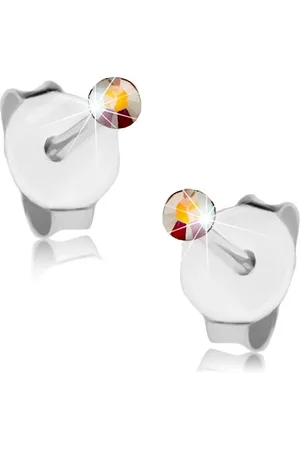 Šperky Eshop Stříbrné náušnice 925, drobný krystalek Swarovski s duhovým leskem