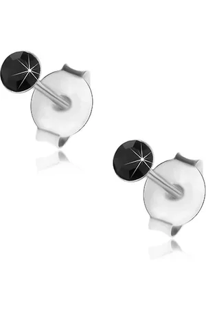 Šperky Eshop Stříbrné 925 náušnice, kulatý černý krystalek Swarovski, 3 mm