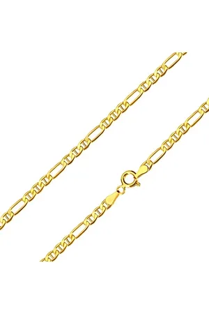 Šperky Eshop Zlatý řetízek 585 - podlouhlé očko, tři oválná očka s tyčinkami, 500 mm