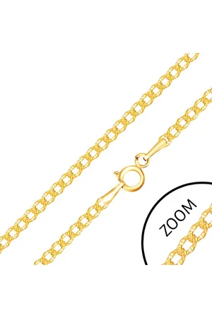 Šperky Eshop Řetízek ve žlutém 14K zlatě - oválné články s gravírovanými tečkami, 500 mm