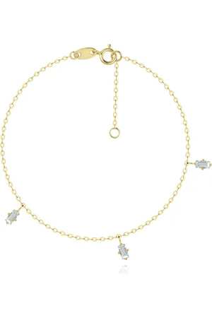 Šperky Eshop Náramek ze žlutého 14K zlata - přírodní modrý topaz obdélníkového tvaru