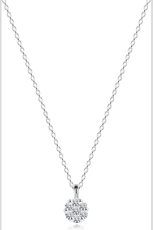 Šperky Eshop Náhrdelník z bílého zlata 585 - květina se sedmi čirými diamanty