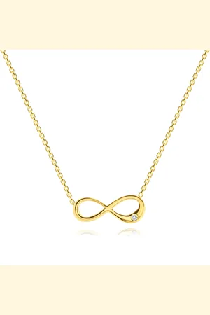 Šperky Eshop Zlatý 14K náhrdelník - plochý symbol nekonečna s čirým briliantem, blýskavý řetízek