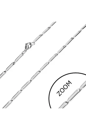 Šperky Eshop Lesklý ocelový řetízek, podlouhlé válečky stříbrné barvy, 3 mm