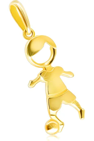 Šperky Eshop Přívěsek ve žlutém 14K zlatě - silueta fotbalisty kopajícího do míče