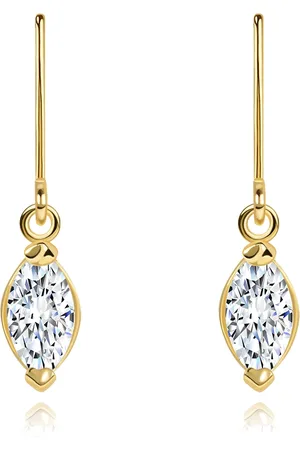 Šperky Eshop Náušnice ze žlutého 14K zlata - zářivý zrnkovitý diamant čiré barvy