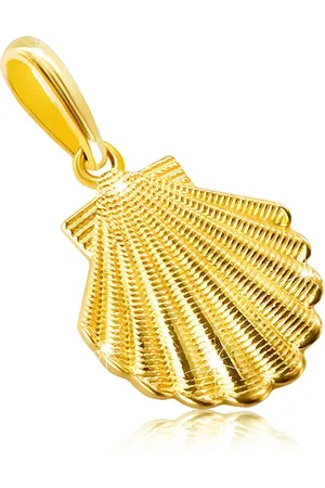 Šperky Eshop Zlatý přívěsek ze 14K zlata - mořská mušle se zářezy