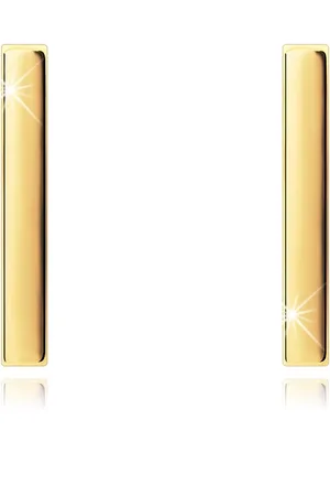 Šperky Eshop Náušnice ze žlutého 14K zlata - zrcadlově lesklý rovný pásek, puzetky