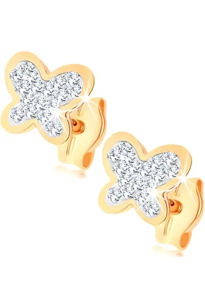 Šperky Eshop Náušnice z 9karátového zlata s čirými krystaly Swarovski