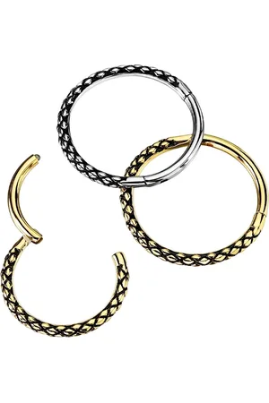 Šperky Eshop Kulatý piercing z chirurgické oceli - motiv ještěří kůže, patina, 8 mm - Barva: Zlatá