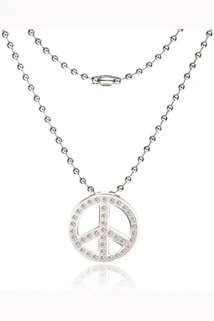 Šperky Eshop Náhrdelník z chirurgické oceli - armádní řetízek, symbol Peace