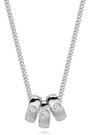 Šperky Eshop Diamantový náhrdelník ze stříbra 925 - tři prsteny s čirými brilianty