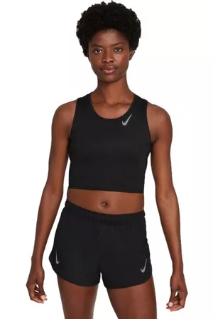 Nike Ženy Crop top - FAST DF CROP TANK Dámské tílko, černá, velikost L
