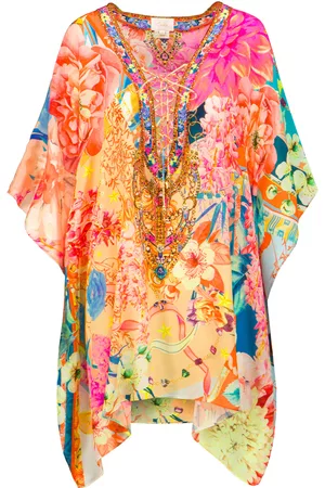 Camilla Ženy Tunikové šaty - Hedvábné šaty Short Lace Up Kaftan