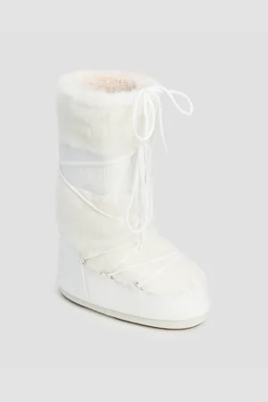 Moon Boot Bílé Dámské Sněhule Icon Faux Fur