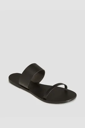 MANEBI Dámské Kožené Pantofle Sandals V Černé Barvě