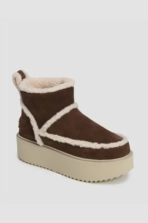 INUIKII Hnědé Dámské Zimní Boty Classic Low Shearling