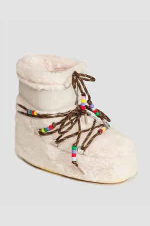 Moon Boot Béžové Dámské Zimní Boty Resort Icon Low Faux Fur Beads
