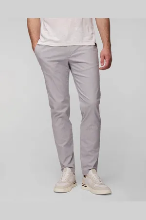 Alberto Modré Pánské Lněné Kalhoty Jump-smart Linen