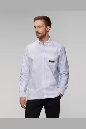Lacoste Košile Unisex Ch7610 V Modrém A Bílém Barevném Odstínu