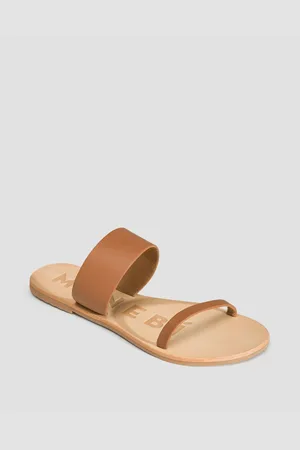MANEBI Dámské Kožené Pantofle Sandals V Hnědé Barvě