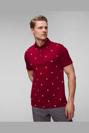G/FORE Pánská Polokošile Embroidered Tech Jersey Polo V Bordó Barevném Odstínu