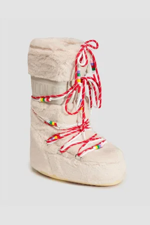 Moon Boot Béžové Dámské Zimní Boty Resort Icon Faux Fur Beads
