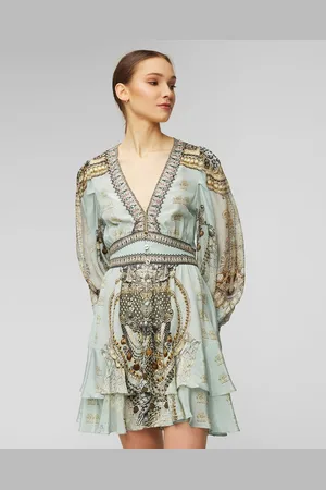Camilla Hedvábné šaty Button Front Frill Free Espiritu