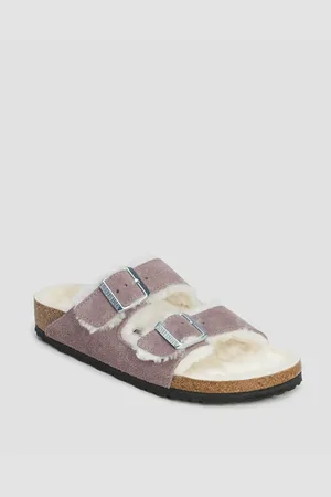Birkenstock Dámské Vlněné Pantofle Arizona Shearling Narrow Ve Fialové Barvě