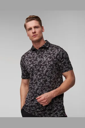 G/FORE Pánská Maskáčová Polokošile Mapped Icon Camo Tech Jersey Polo V Šedé A Černé Barvě