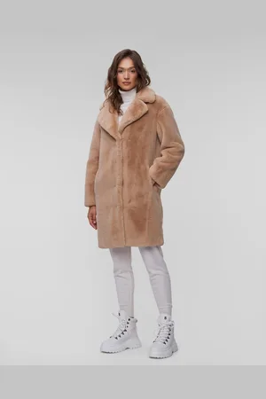 Stand Studio Dámský Béžový Kabát S Kožíškem Camille Cocoon Coat