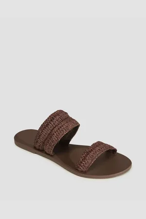MANEBI Dámské Pantofle Z úpletu Sandals V Hnědé Barvě