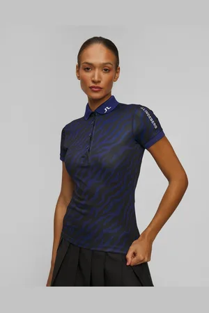 J Lindeberg Dámská Funkční Polokošile J.lindeberg Tour Tech Print Polo V Tmavě Modrém A Černém Barevném Odstínu