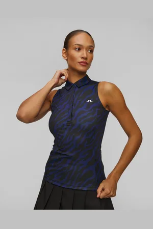 J Lindeberg Dámská Funkční Polokošile Bez Rukávů J.lindeberg Dena Print Sleeveless Top V Tmavě Modrém A Černém Barevném Provedení
