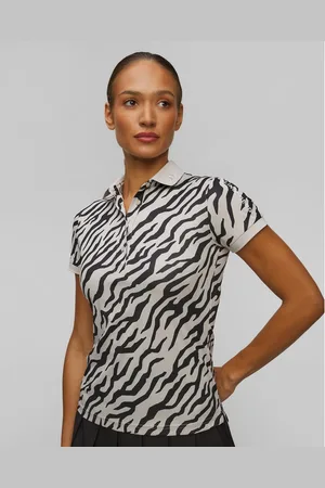 J Lindeberg Dámská Funkční Polokošile J.lindeberg Tour Tech Print Polo V Černobílém Barevném Provedení