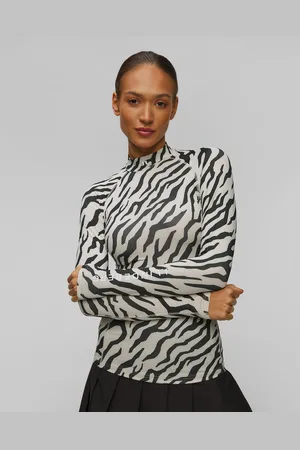 J Lindeberg Dámský Funkční Longsleeve J.lindeberg Ella Print Compression Top V Černobílém Barevném Odstínu