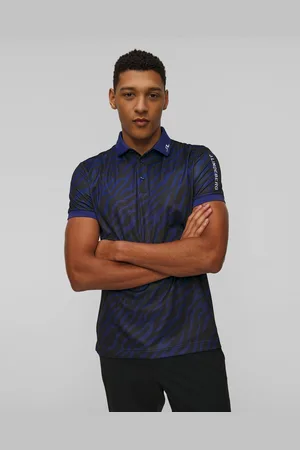 J Lindeberg Pánské Funkční Polo J.lindeberg Tour Tech Print Polo V Tmavě Modrém A Černém Barevném Odstínu