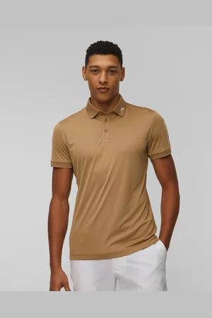 J Lindeberg Pánské Funkční Polo J.lindeberg Tour Tech Slim Fit Polo Ve Zlatém Barevném Odstínu