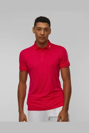 J Lindeberg Pánské Funkční Polo J.lindeberg Tour Tech Slim Fit Polo V Červené Barvě