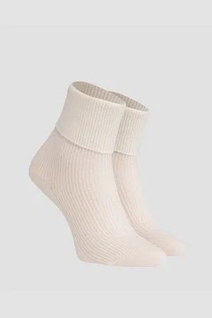 Johnstons Of Elgin Bílé Kašmírové Ponožky Unisex