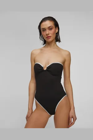 Seafolly Černé Jednodílné Dámské Plavky Ring Front Bandeau One Piece