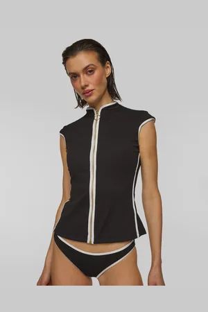 Seafolly Černý Horní Díl Dámských Plavek Cap Sleeve Sunvest