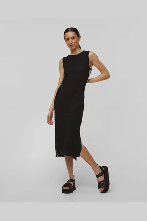 Varley Černé Dámské šaty Z úpletu Dwight Tank Knit Dress