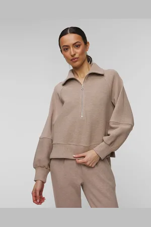 Varley Dámská Mikina Milano Half Zip Sweat V Hnědé Barvě