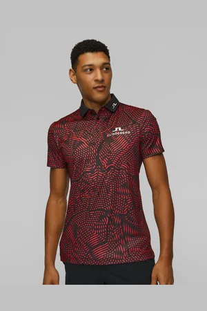 J Lindeberg Pánská Funkční Polokošile J.lindeberg Kv Tour Golf Polo V Červené A Černé Barvě