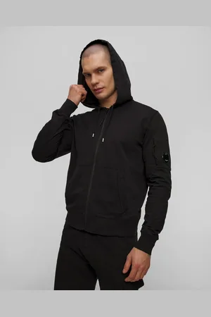 C.P. Company Černá Pánská Mikina C.p. Company Light Fleece Full Zip Hooded Sweatshirt